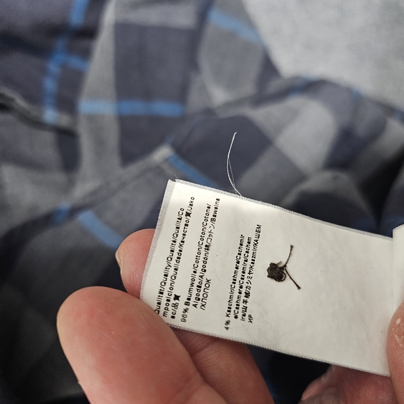 Hugo Boss Slim Fit Blue Gray Plaid Button Up Shirt Mens S Cotton Cashmere Blend - Picture 9 of 12